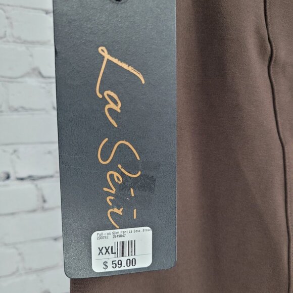 NWT La Seta Brown Slimming Sculpt Wide Waistband Stretch Pants Size XXL (40x28) - Picture 4 of 16